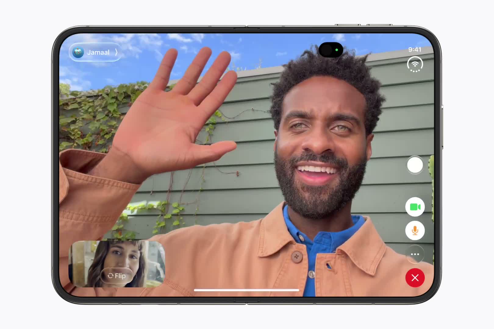 屏下摄像头启用后的 FaceTime 界面