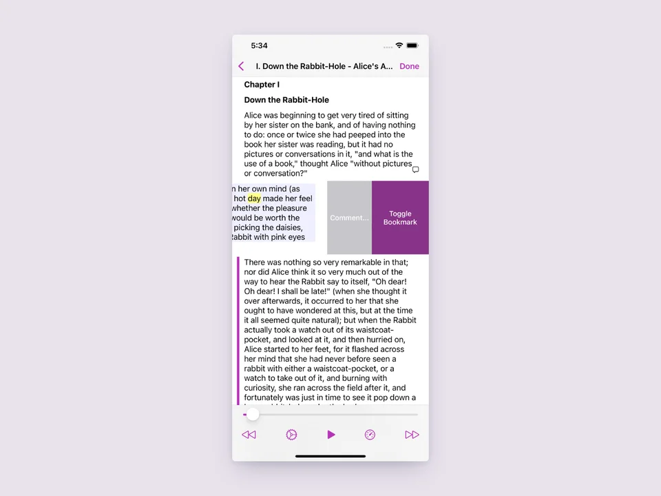 Speech Central 的阅读与朗读控制界面